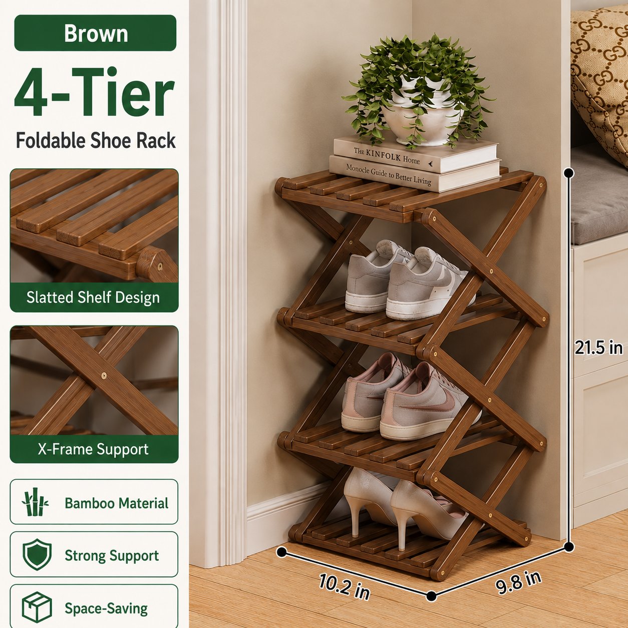 🔥Buy 2 Get 20% OFF🔥Foldable Bamboo Accordion Shoe Rack