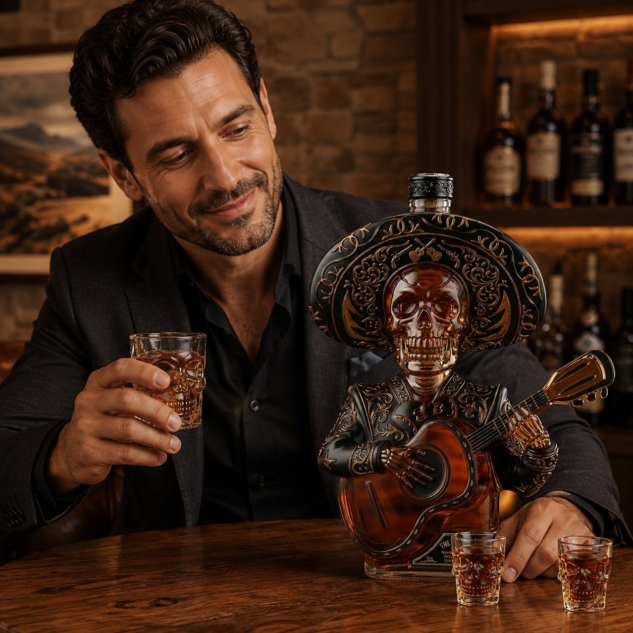 💀 El Mariachi's Soul – Mexican Mariachi Skeleton Decanter Set