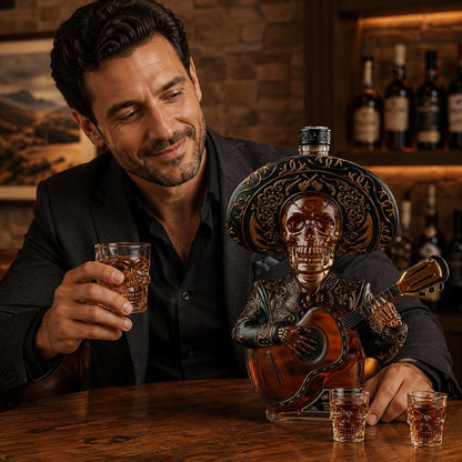 💀 El Mariachi's Soul – Mexican Mariachi Skeleton Decanter Set
