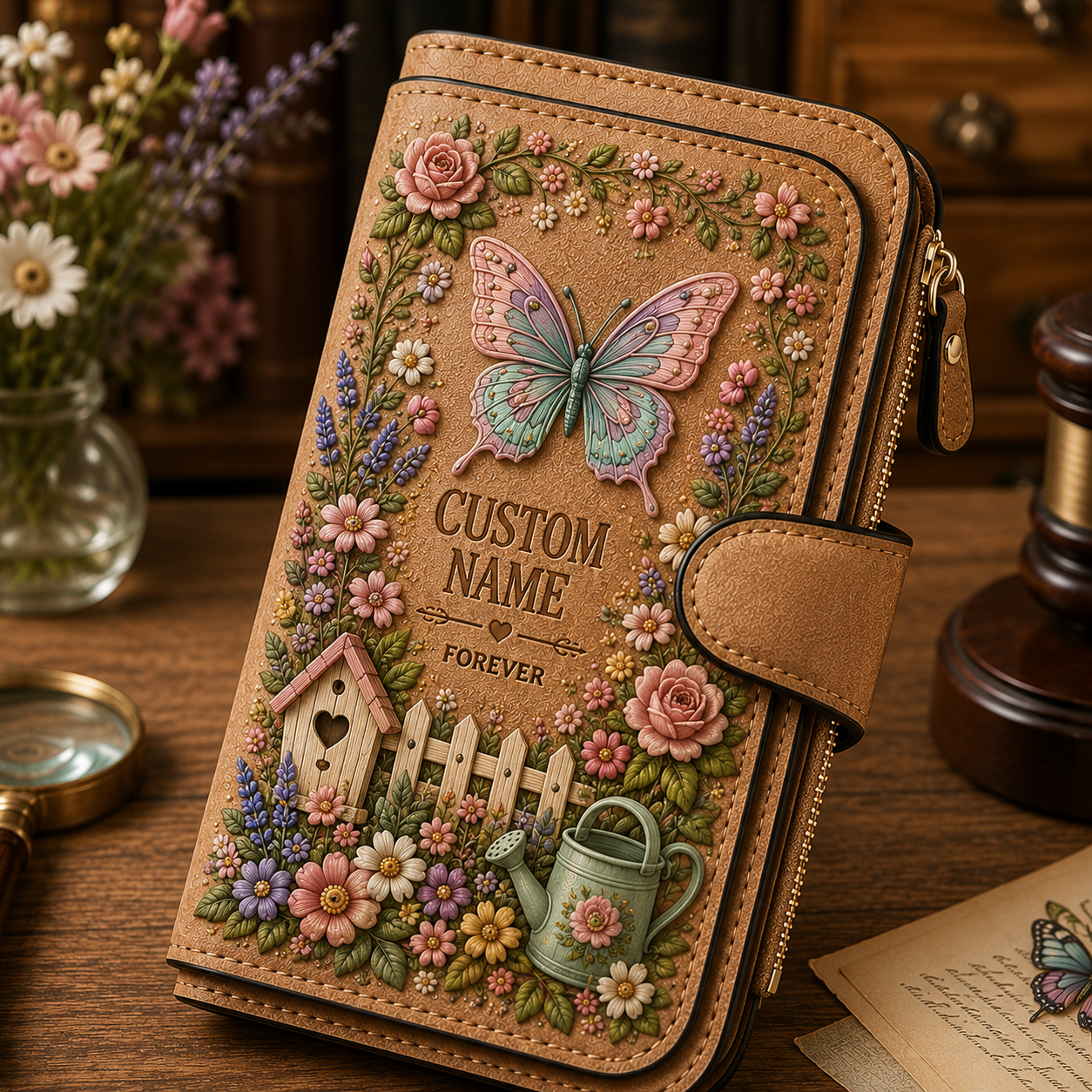 🌸 Personalized Garden Embossed Wallet - Perfect Gift For Her 🌿