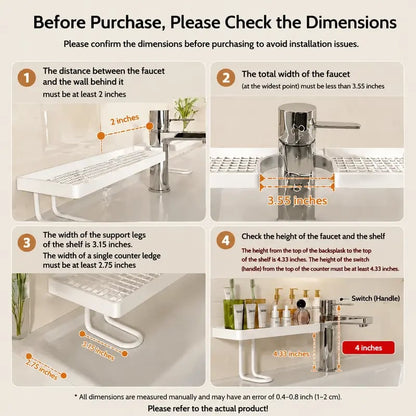 Carbon Steel Bathroom Organizer, 19.7 x 4.3 in No-Drill Vanity Counter Storage Rack, Minimalist Moisture-Proof Anti-Mold Bathroom Shelf for Skincare