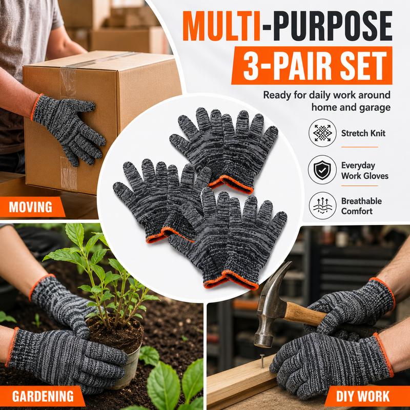 🧤3-Pair Value Pack! Multi-Purpose Everyday Protection Work Gloves ✨