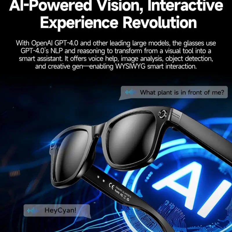 Smart AI Translation Camera Bluetooth Glasses—8 MP Pixels, 160+ Languages, Real-Time Translation