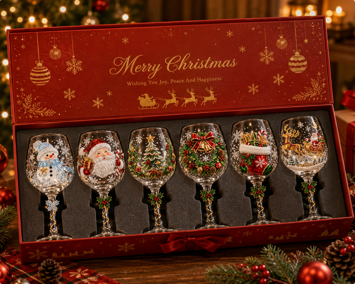 🎁✨Christmas 3D Wine Glass Collection Gift Box Set