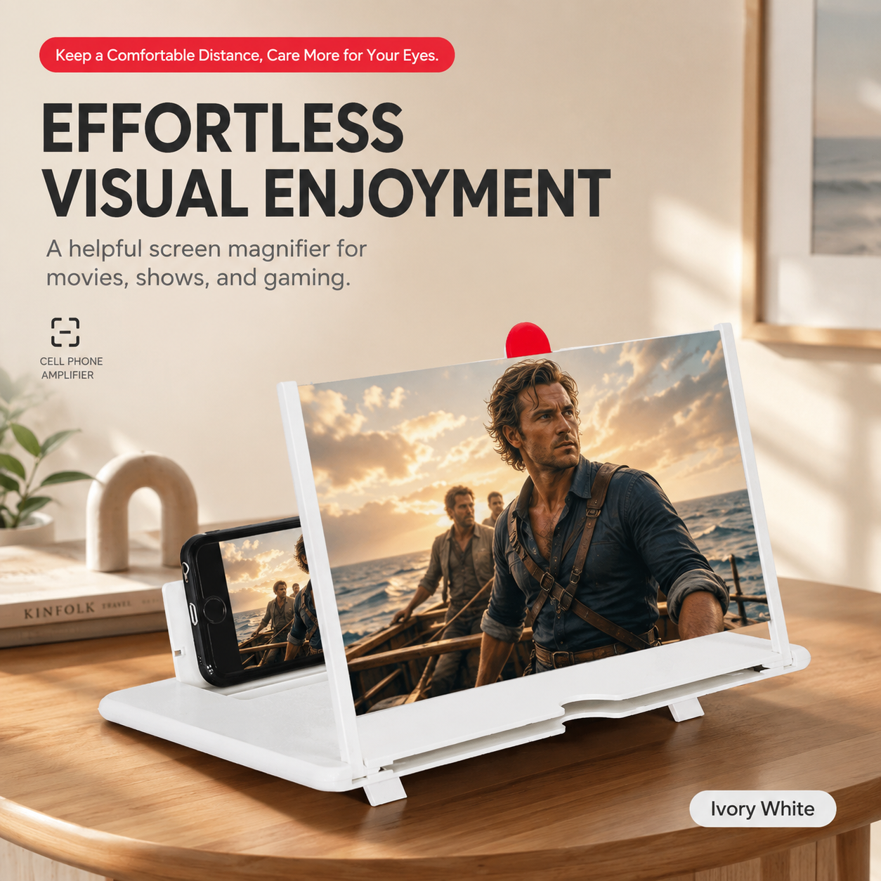 👁️ 3D HD Phone Screen Enlarger – Foldable Eye-Protection Magnifier Stand for Videos & Gaming 📱✨