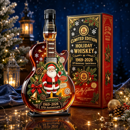 📦🎅🏼57th Anniversary Christmas Guitar Whiskey Decanter – Limited Edition Rock & Roll Collectible Gift