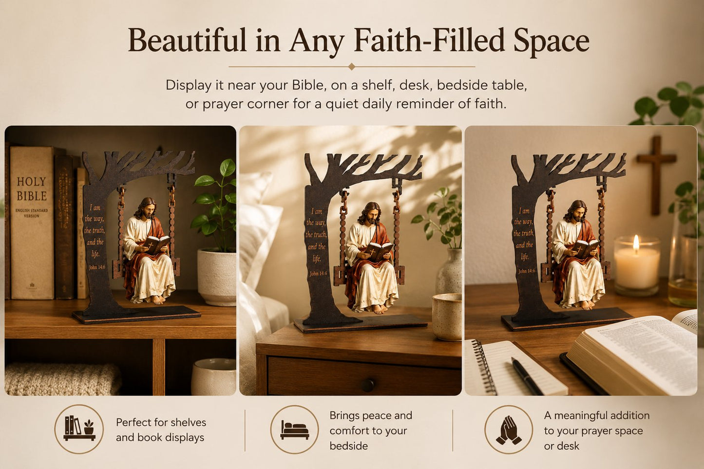 🔥 Buy 2 Get 1 Free ✝️ Jesus Swing Ornament – John 14:6 Christian Faith Table Decor