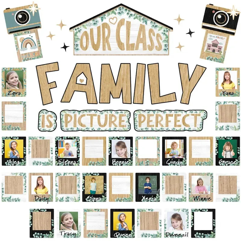 🏫'Our Class Is a Big Family' Photo-Frame Style Bulletin Board Decoration🎒