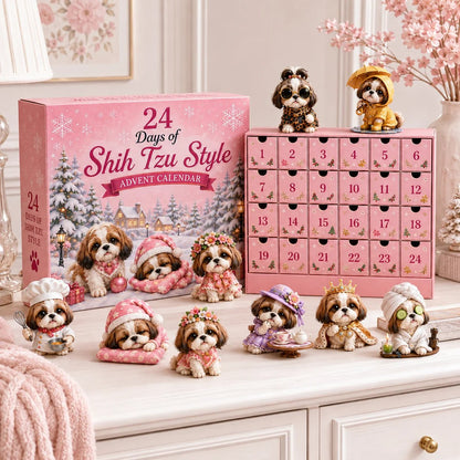 🎄LAST DAY 49% OFF -🎀24 Days of Shih Tzu Style 2D Advent Calendar –  24 Unique 2D Shih Tzu Collectibles ✨🐾