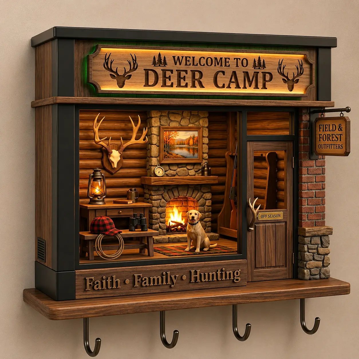 🦌Exclusive Limited Item🔥42%OFF🔥🔥Hunting-Themed 3D Wooden Cabin Key Holder