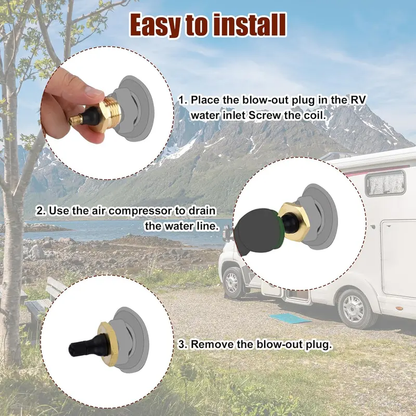 2-Pcs Brass RV Blow Out Plugs with Drain Valve❄️