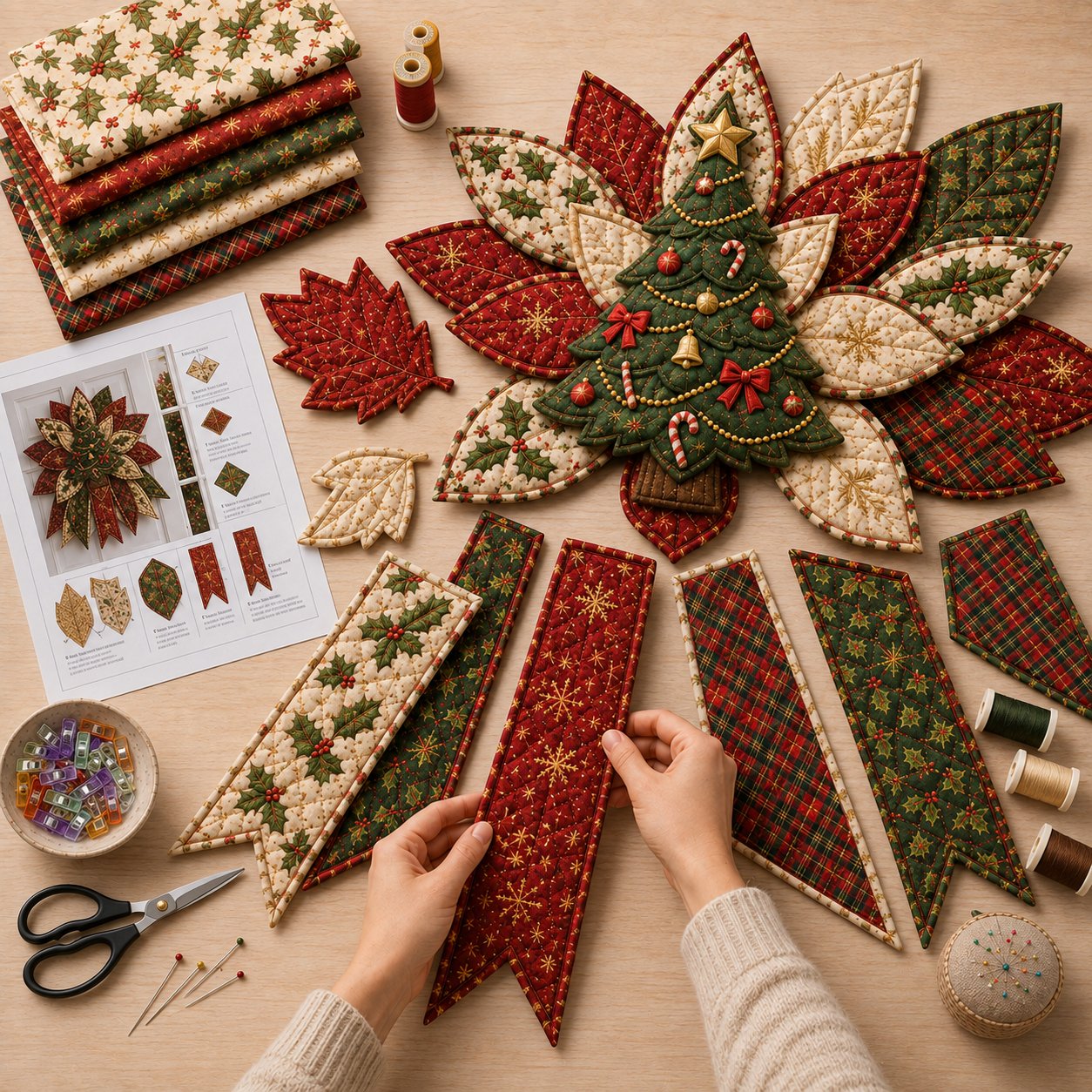 ⭐ 🎄 Christmas Sale 50% OFF 🎉 – DIY Quilted Christmas Door Hanging Kit for Festive Holiday Home Deco