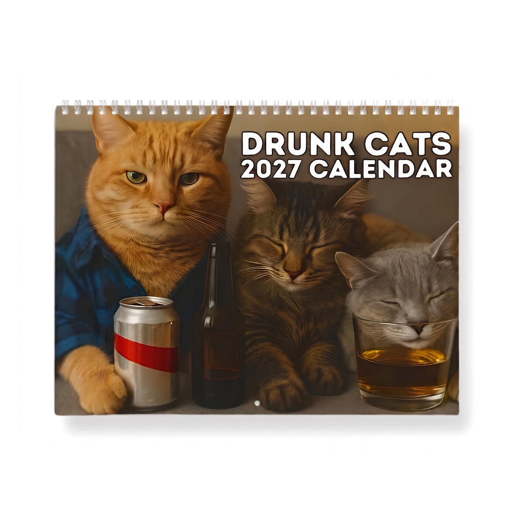 🍺🐱 Drunk Cats 2027 Wall Calendar – 12 Months of Unfiltered Feline Chaos & Pure Laughs 😂