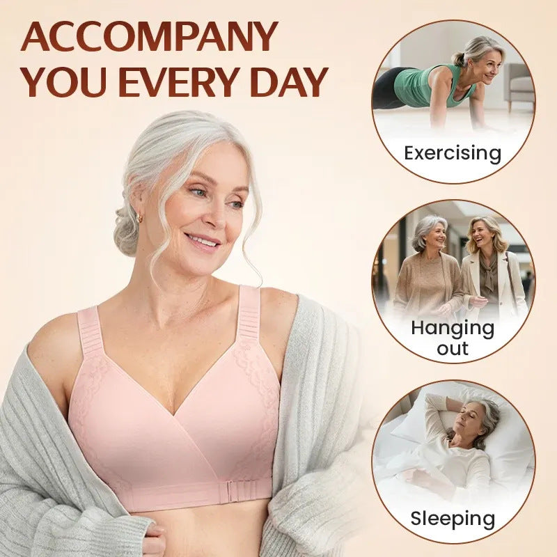 Front-Closure Wireless Comfort Bra – Adjustable Straps & Gentle Support