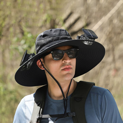 🔥Father's Day Sale 49% OFF - Wide Brim Solar Fan Outdoor Fishing Hat-Solar & USB Charging