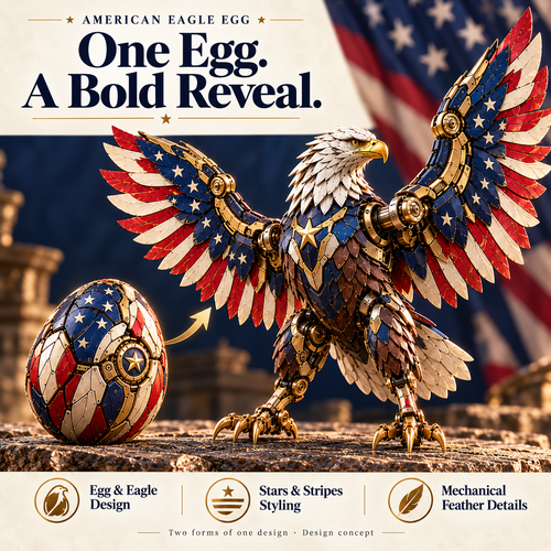 🔥LAST DAY 50% OFF -🦅 American Eagle Transforming Egg – Stars & Stripes Mechanical Figure with Bold Wing Details