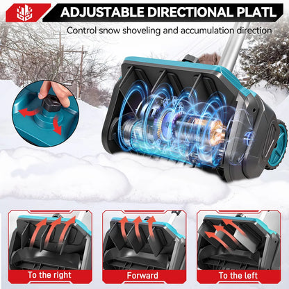 52.8" Brushless Cordless Snow Shovel Foldable with Wheels | For Makita 18V Battery