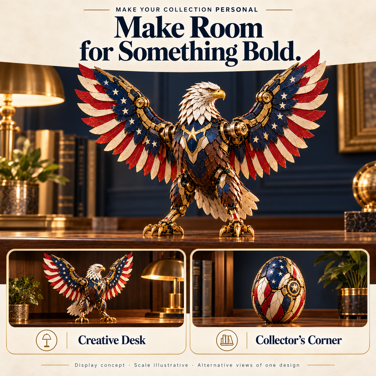🔥LAST DAY 50% OFF -🦅 American Eagle Transforming Egg – Stars & Stripes Mechanical Figure with Bold Wing Details