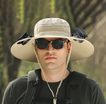 🔥Father's Day Sale 49% OFF - Wide Brim Solar Fan Outdoor Fishing Hat-Solar & USB Charging