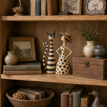 ✨✨Vintage  Cat & Lady Sculptures