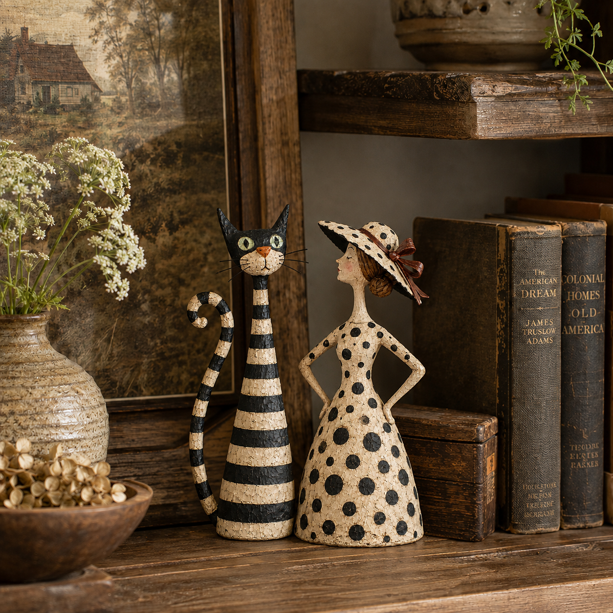 ✨✨Vintage  Cat & Lady Sculptures