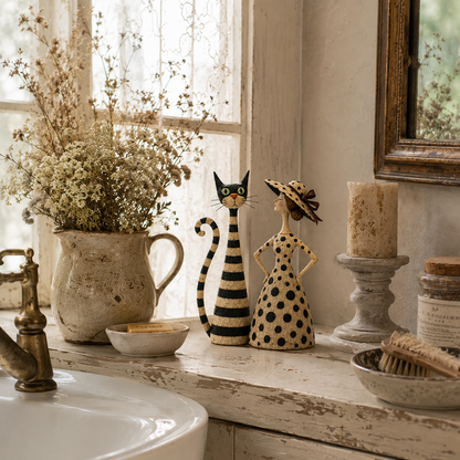✨✨Vintage  Cat & Lady Sculptures