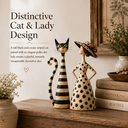 ✨✨Vintage  Cat & Lady Sculptures