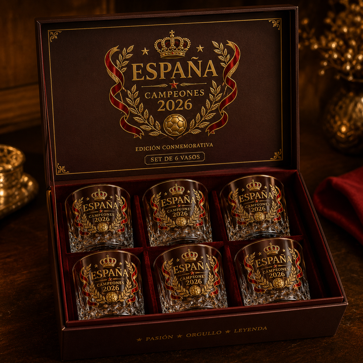 🏆España Campeones 2026 Commemorative Whiskey Decanter & Glassware Collection