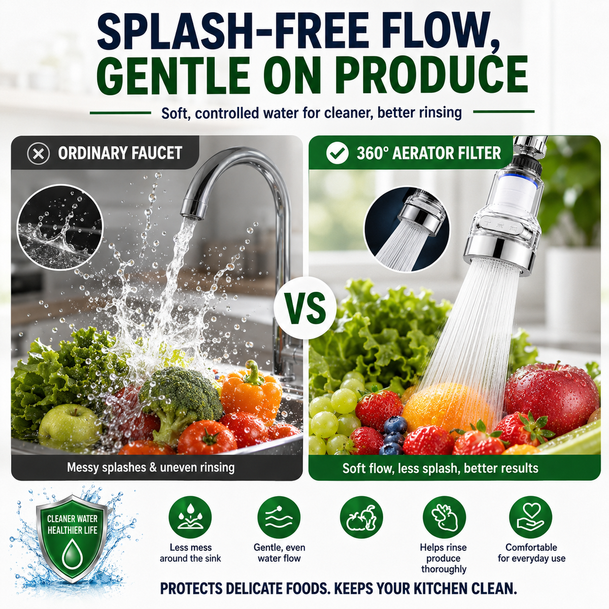 🚰 SAVE 50%! 💧 360° Faucet Filter – 6-Layer Filtration, 3 Spray Modes & Splash-Free Design – Cleaner Water, Effortless Cleaning ✨