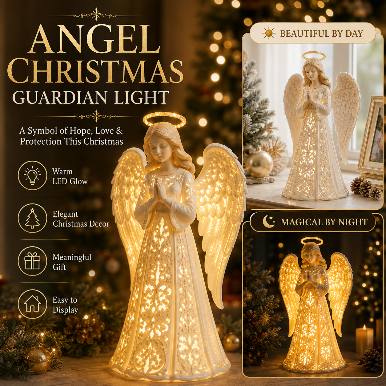 🪽✨ Angel Christmas Guardian Light – A Symbol of Hope, Love & Protection