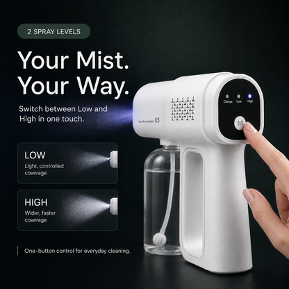 💨 Cordless Nano Mist Sprayer with UV Light – 2-Speed Fine Mist Spray Gun