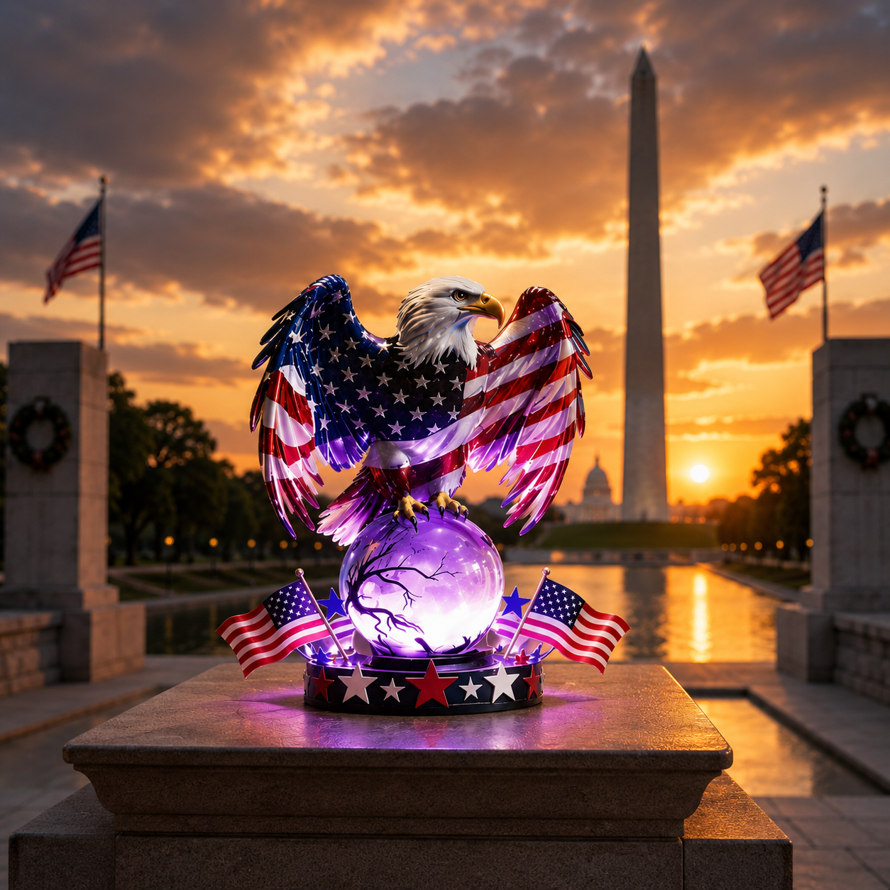 🔥FINAL HOUR 50% OFF💖US Liberty Eagle Flag LED Desk Lamp – USA Patriotic Home Decor
