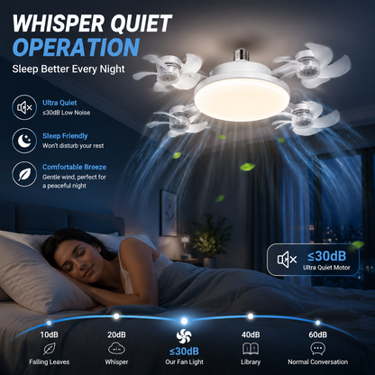 🔥 2-in-1 E27 Socket Ceiling Fan Light – Remote Control LED Cooling Fan & Dimmable Light Combo for Bedroom, Home & Apartment