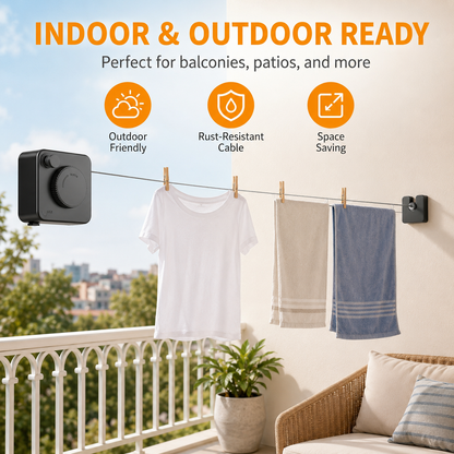 🧺 Retractable Stainless Steel Clothesline – Dry More, Save Space