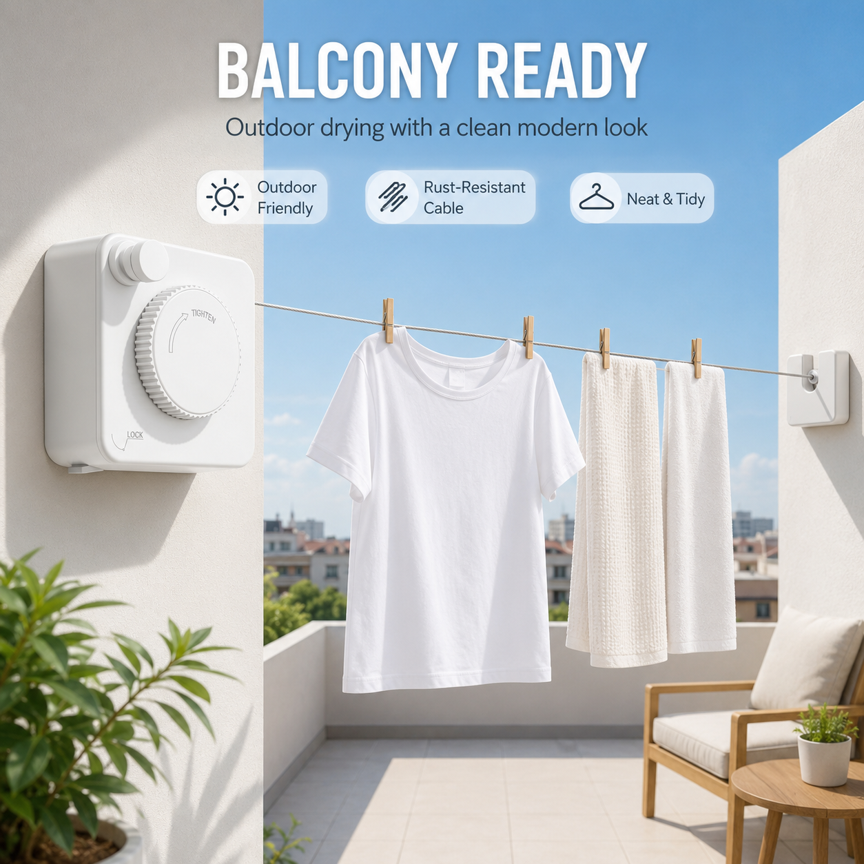 🧺 Retractable Stainless Steel Clothesline – Dry More, Save Space