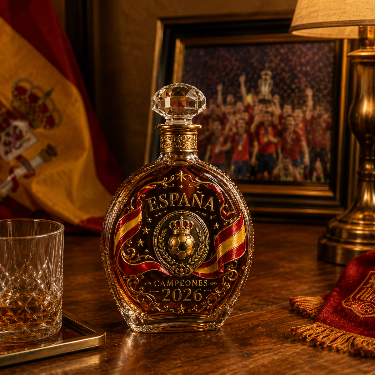 🏆España Campeones 2026 Commemorative Whiskey Decanter & Glassware Collection