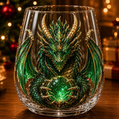 🐉 3D Mythic Dragon Glass Art Cup | Luxury Raised Fantasy Glassware for Whiskey✨