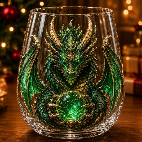 Mythic Dragon 3D Glass Art Cup – Handcrafted Fantasy Whiskey Glass