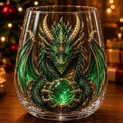 Mythic Dragon 3D Glass Art Cup – Handcrafted Fantasy Whiskey Glass