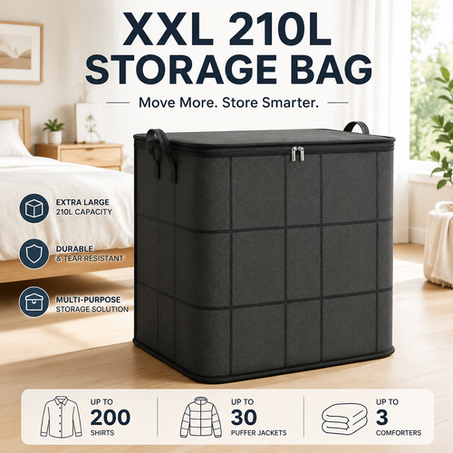 🔥 Hot sell! 🏠 XXL 210L Storage Bag – Large Capacity Moving & Closet Organizer for Quilts, Bedding & Sweaters
