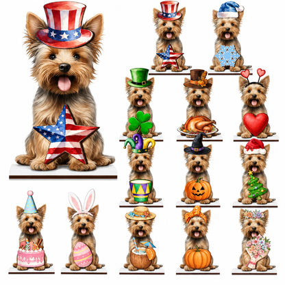 🐾 Interchangeable Wooden Cat Seasonal Desk Sign (27-Pcs Set)