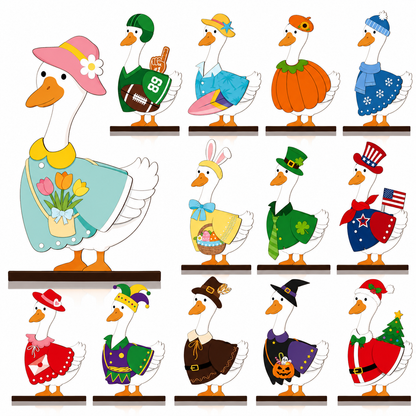 🐾 Interchangeable Wooden Cat Seasonal Desk Sign (27-Pcs Set)