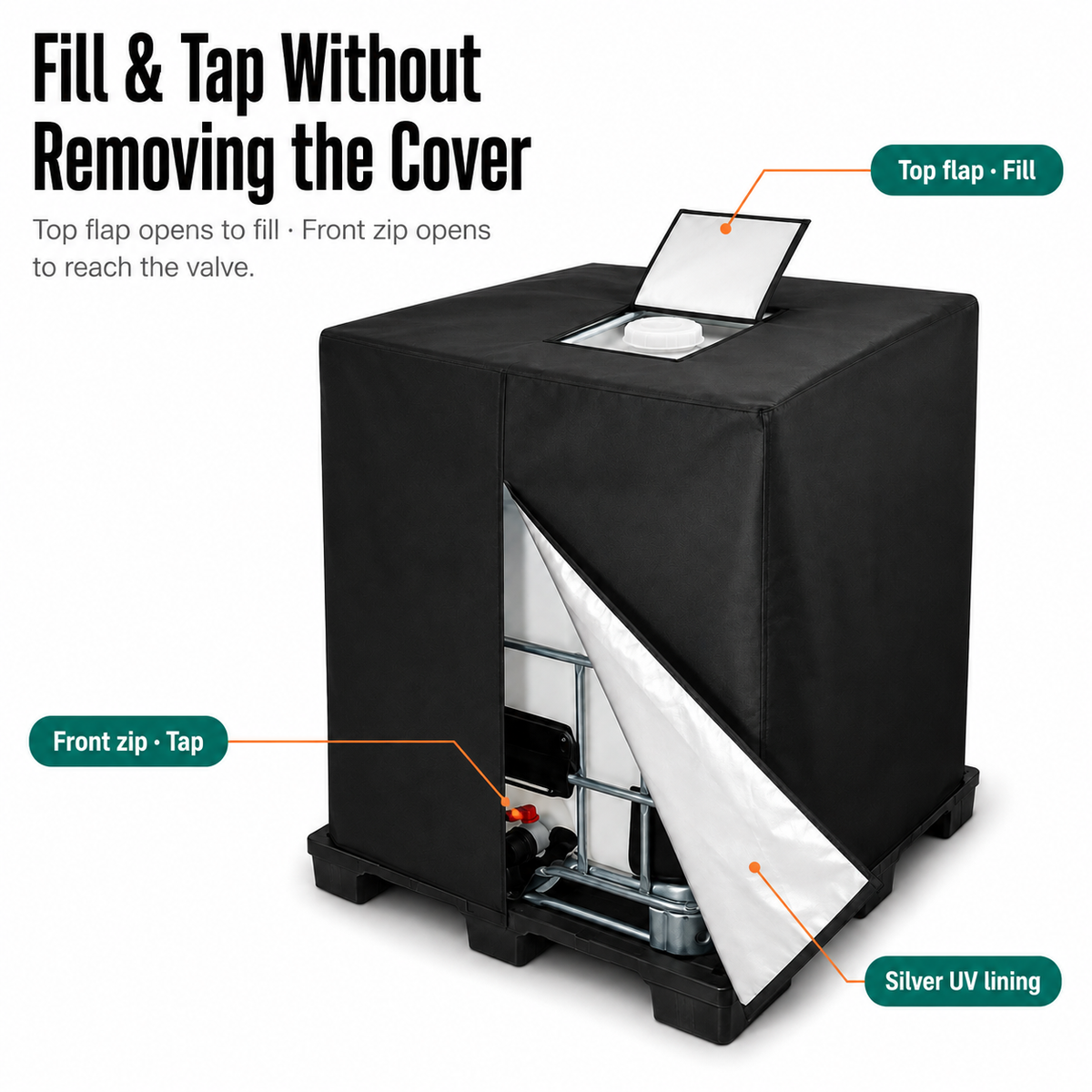💧 Waterproof IBC Tote Cover – Heavy-Duty, UV-Blocking, Secure Fit ⛈️