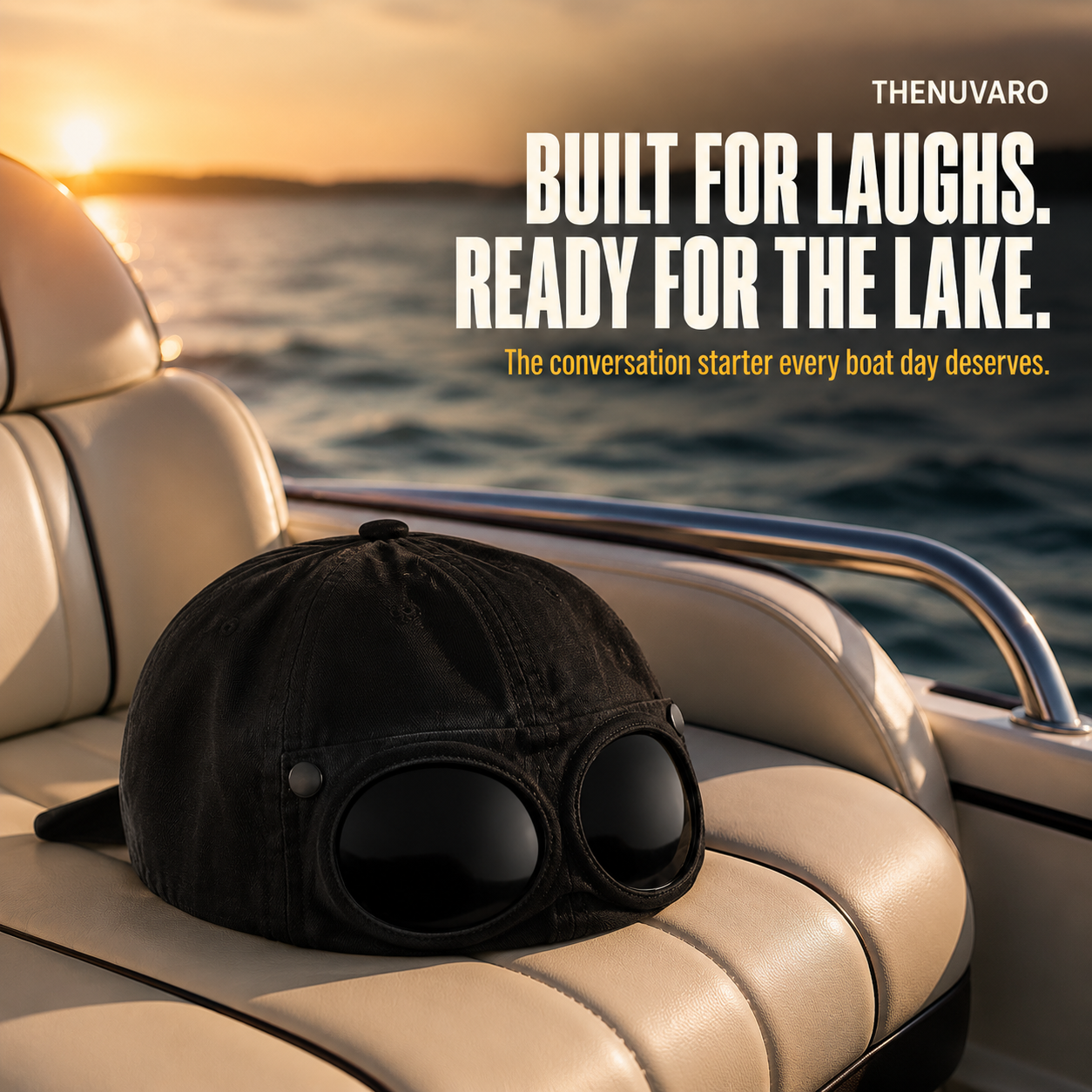 🧢 Novelty Boater Hat with Built-In Shades – The Funniest Gift for Fishing & Boat Lovers