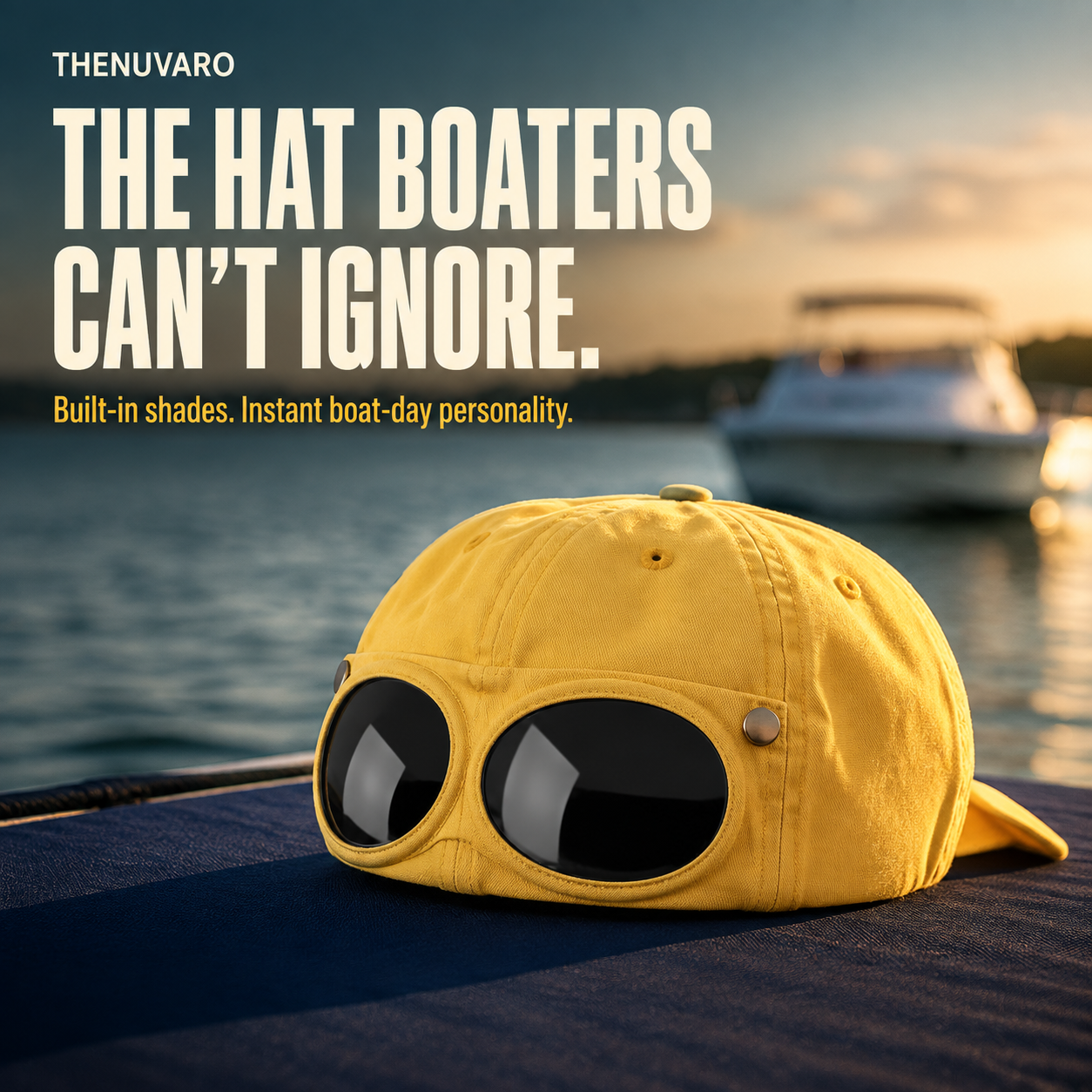 🧢 Novelty Boater Hat with Built-In Shades – The Funniest Gift for Fishing & Boat Lovers