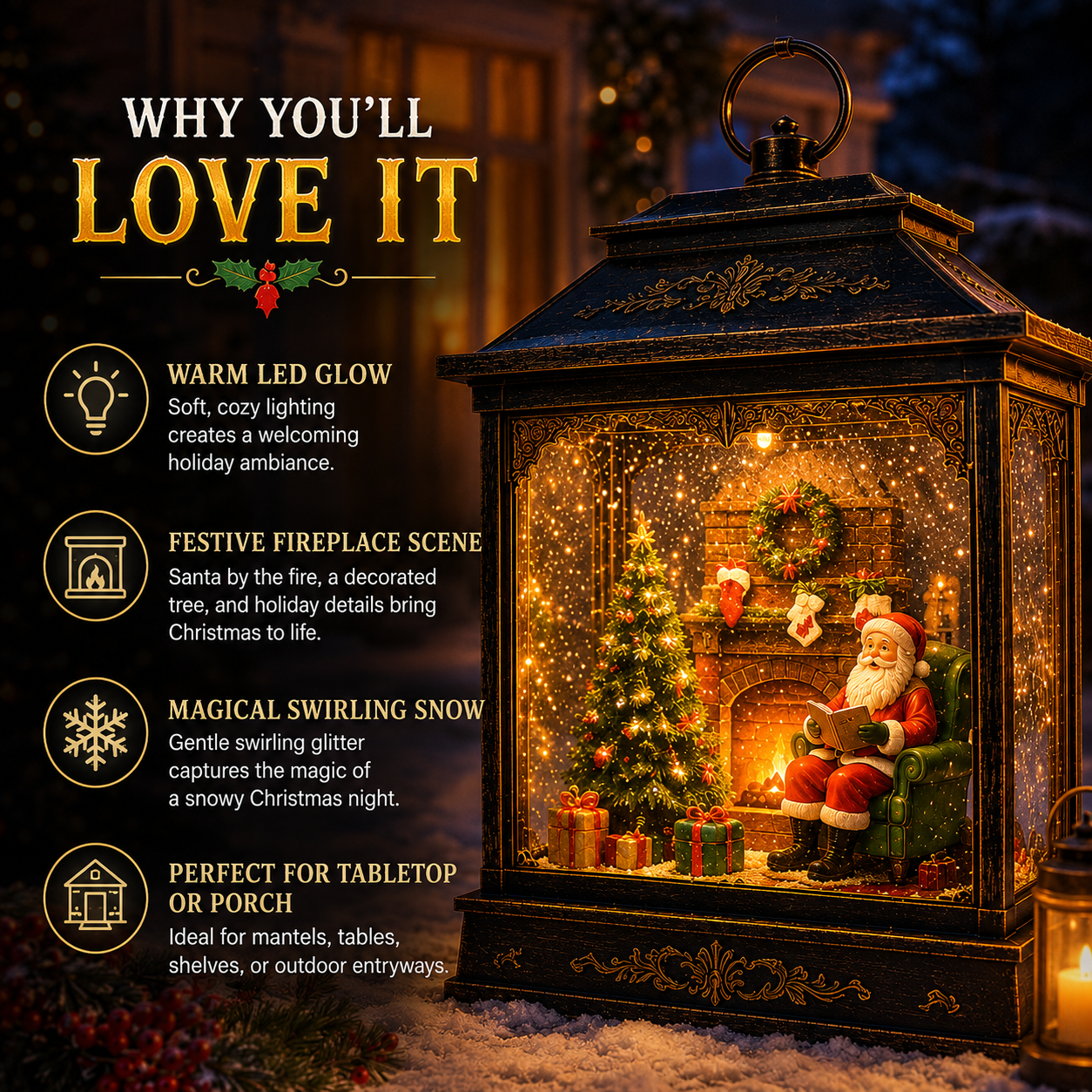 🎅 Santa’s Magical Fireplace Lantern-🎄 Bring the Magic of Christmas Home