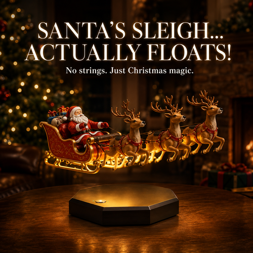 🎅Floating Santa Sleigh with 4 Reindeer-Magnetic Christmas Magic
