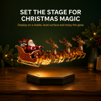 🎅Floating Santa Sleigh with 4 Reindeer-Magnetic Christmas Magic