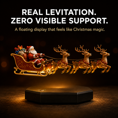 🎅Floating Santa Sleigh with 4 Reindeer-Magnetic Christmas Magic