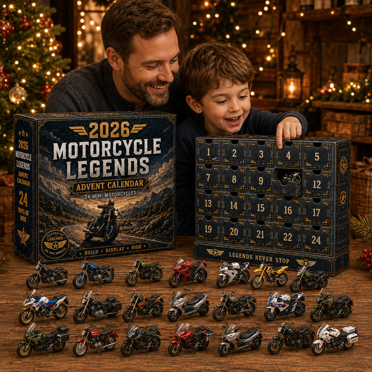 🎁 2026 Motorcycle Legends Advent Calendar – 24 Days, 24 Mini Motorcycles, 24 Legendary Rides